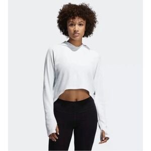 Adidas Adapt To Choose Athletic Cropped Hoodie Women's Size Large Blue Tint